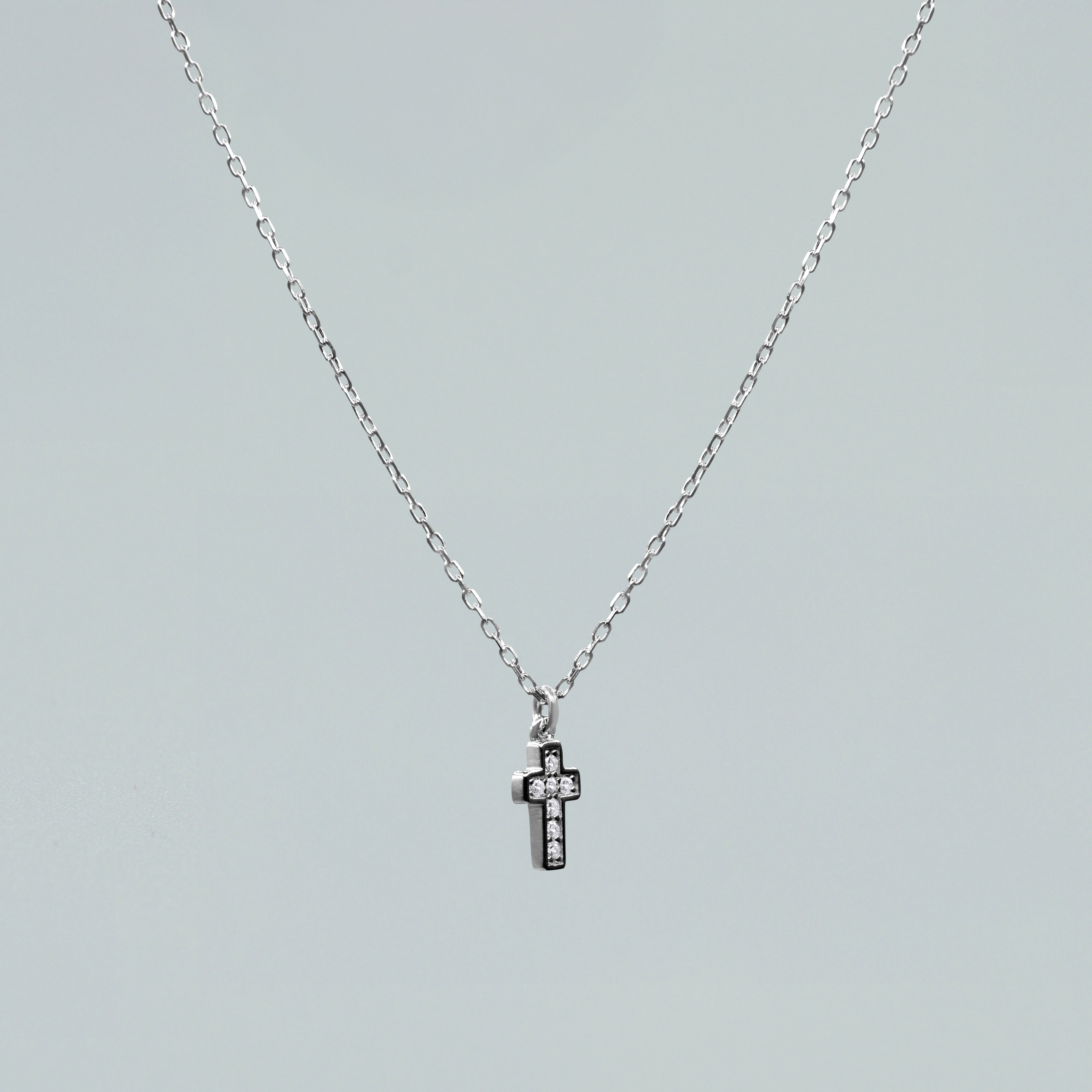 Collana "Petite Cross" in Argento 925 con Zirconi
