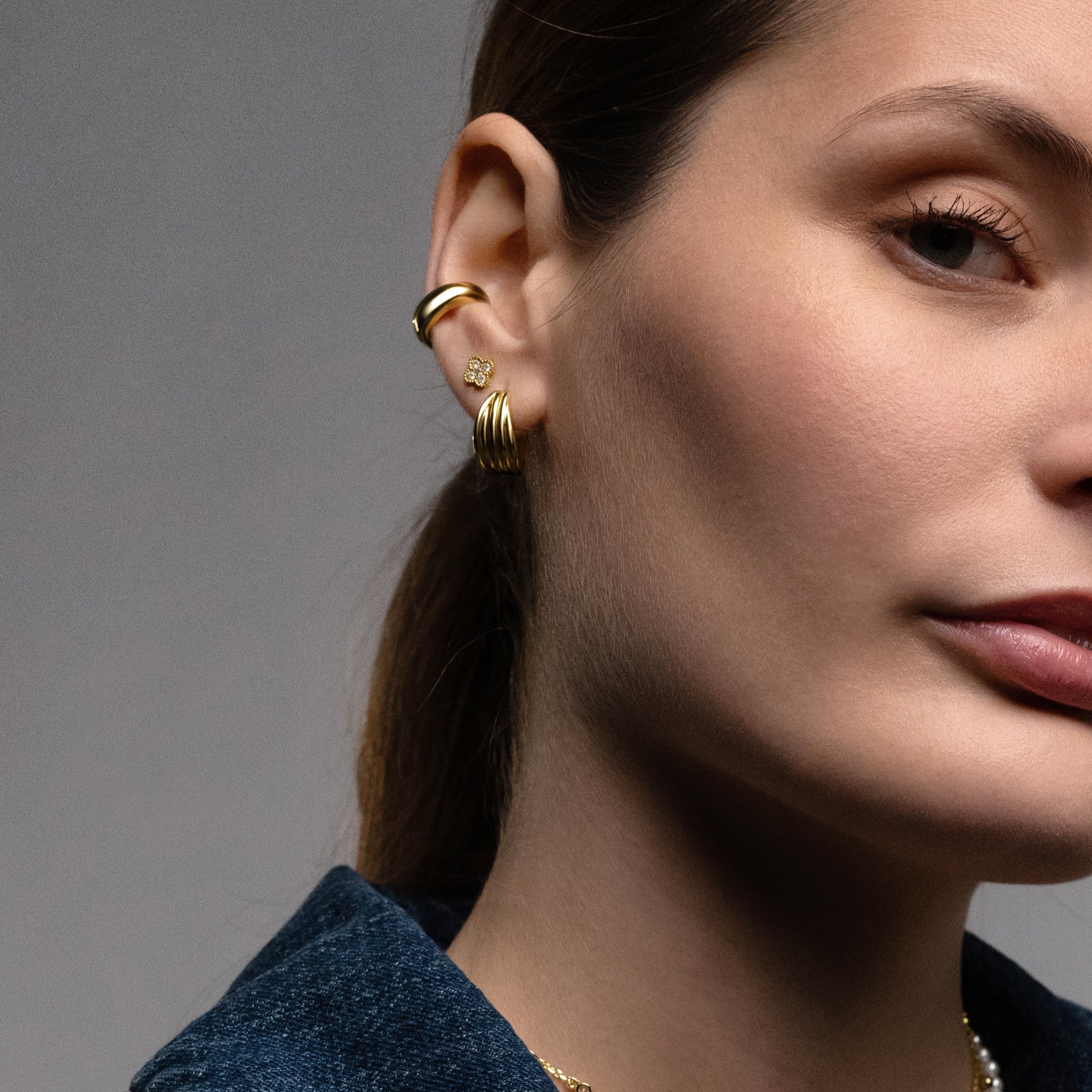 Ear Cuff "Donuts"- Argento 925 con Finitura Dorata