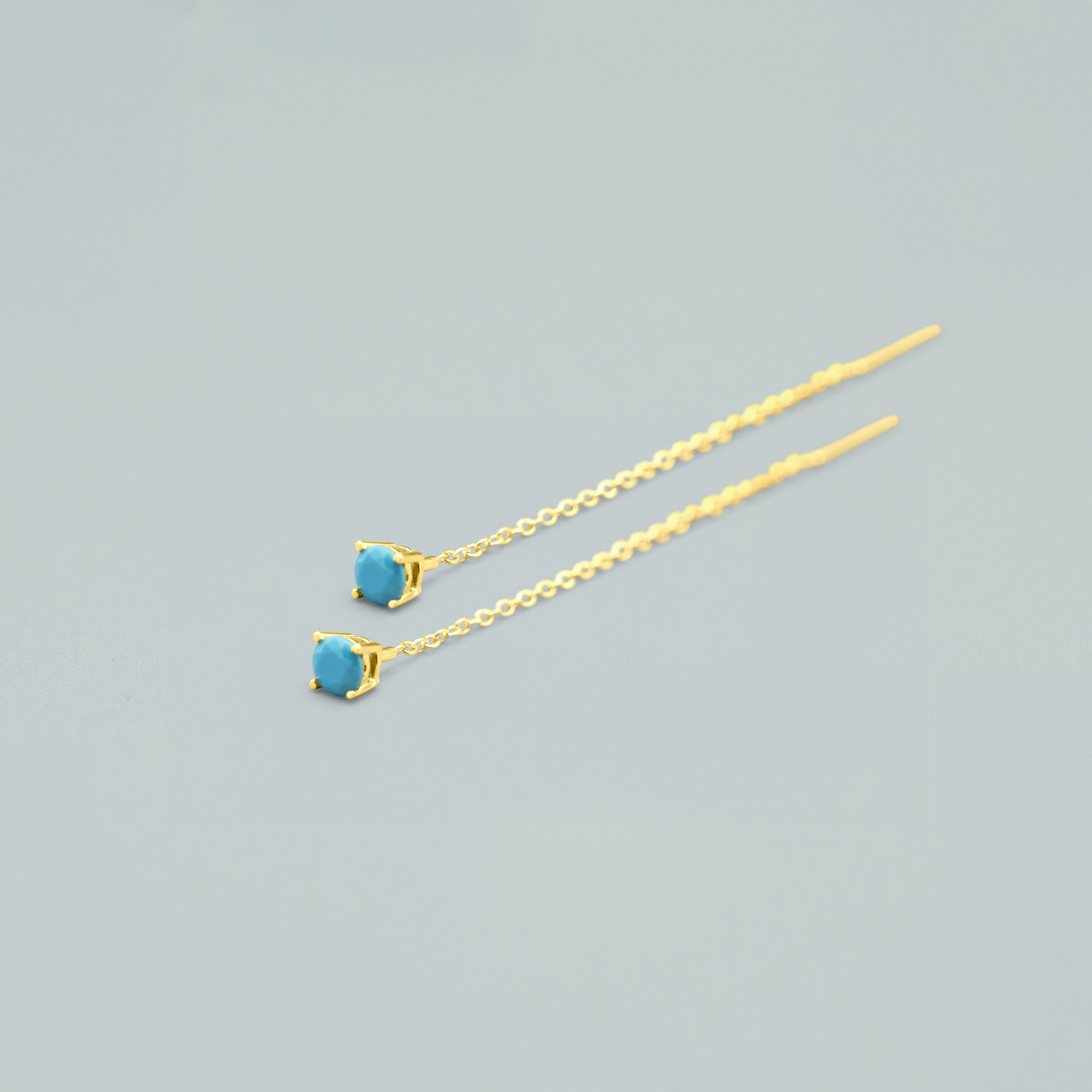 Orecchini "Falling Turquoise"- Argento 925 con Finitura Dorata
