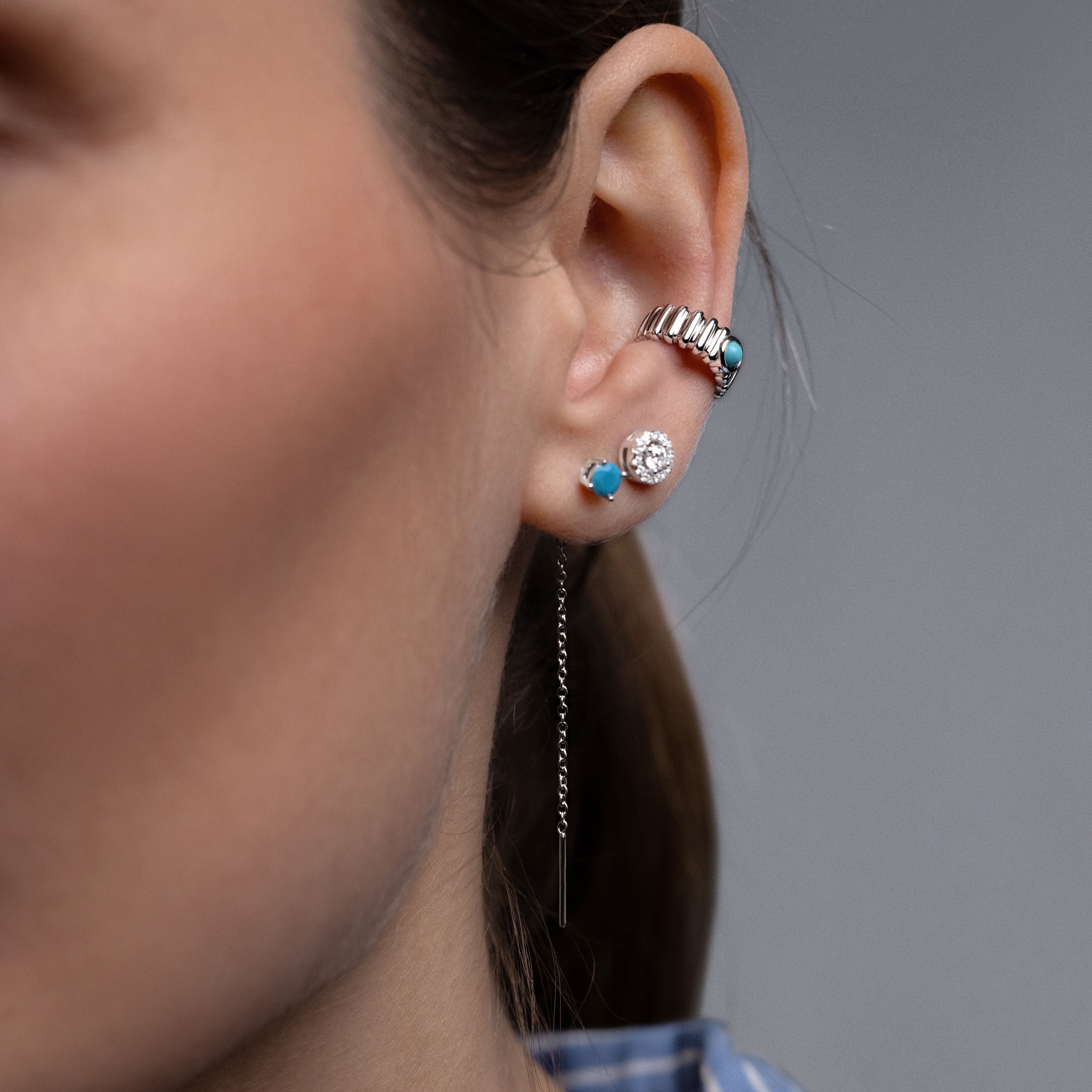 Ear Cuff "Blue Eye"- Argento 925