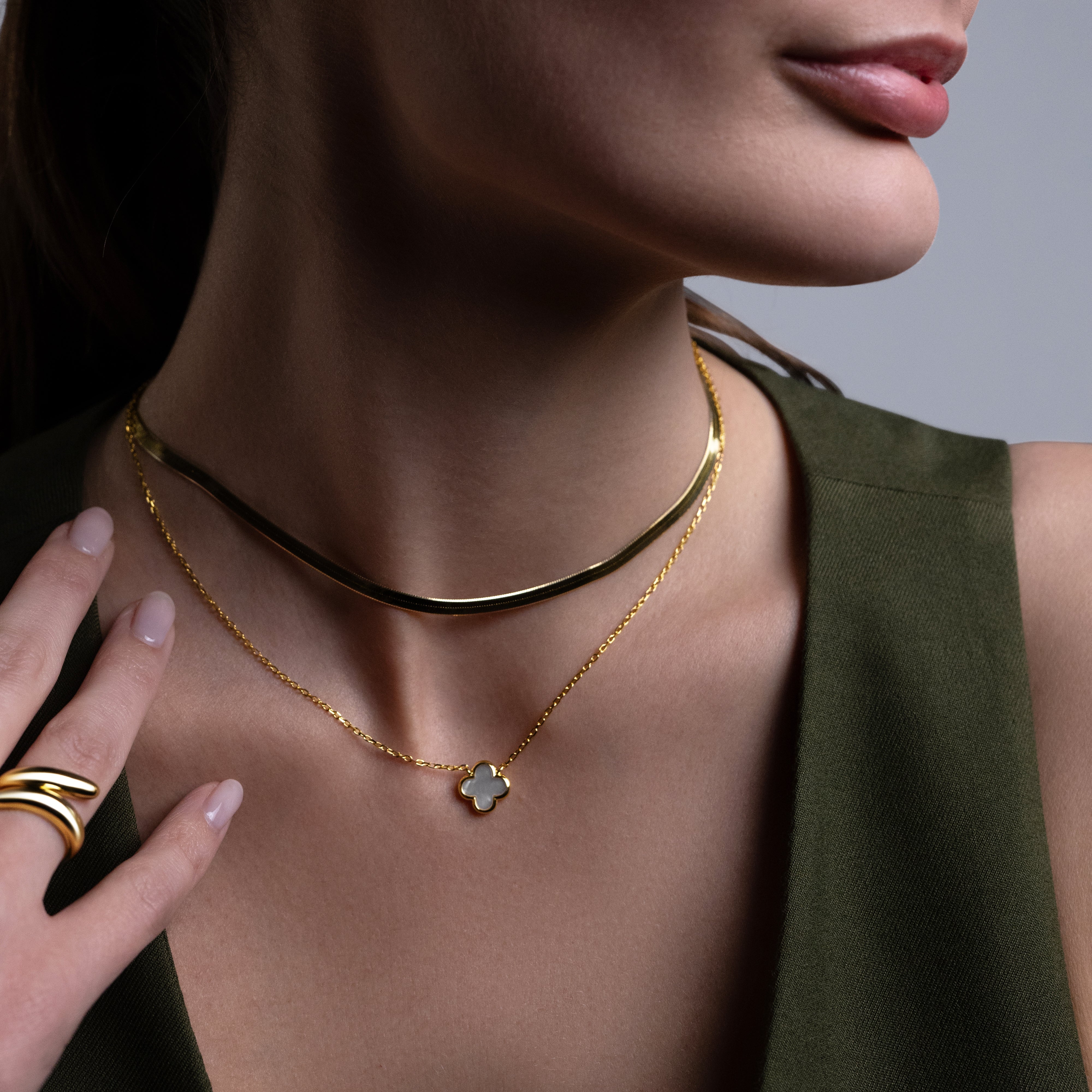 Collana "Lucky Pearl" Argento 925 con Finitura Dorata